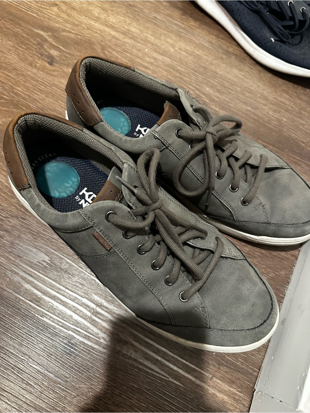 Men's Gray Suede Lace-Up Sneakers with Brown Accent